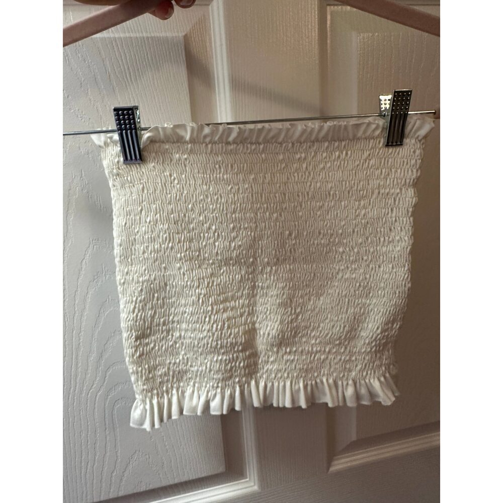 White Ruffle Tube Top